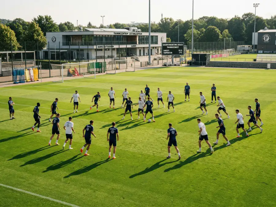 Fußballmannschaft beim Training mit Fokus auf die neue Saison